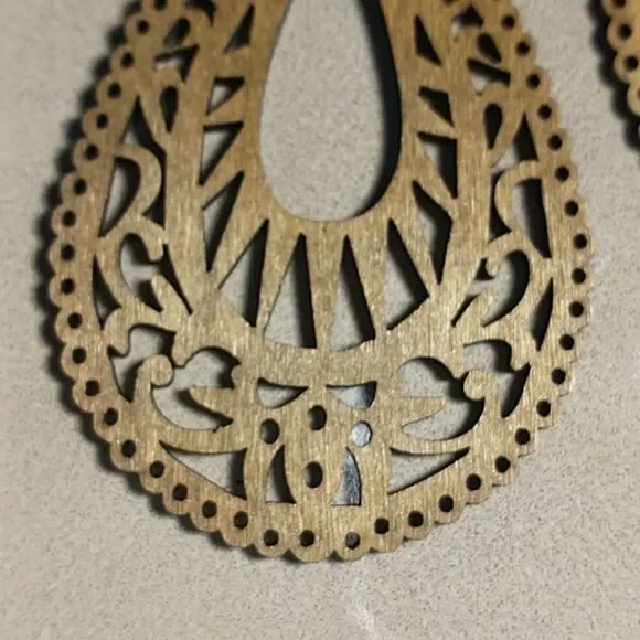 Tan Laser Cut Wood Boho Earrings! - Picture 2 of 3